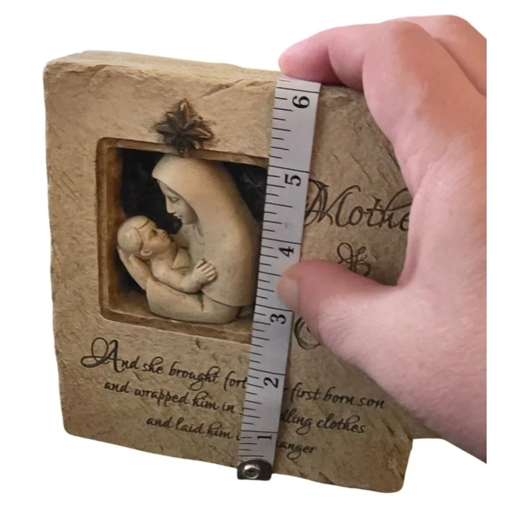 Mother and Child Faux Stone Resin Decor Mary & Jesus Religious Wall